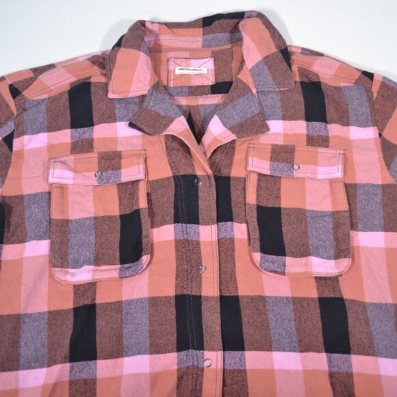 NEW FREE PEOPLE IZZY PLAID FLANNEL SHIRT, LARGE - Picture 6 of 11